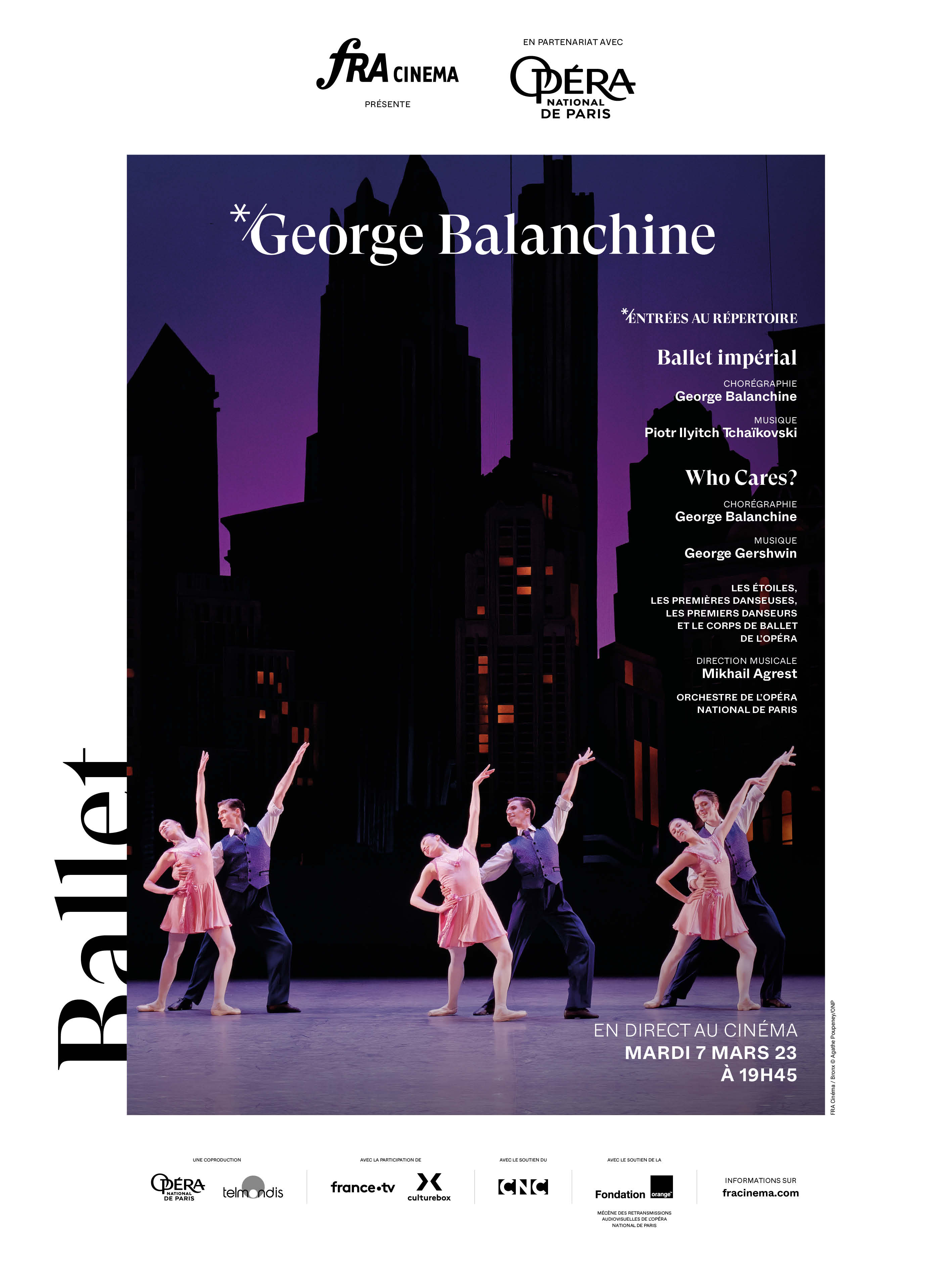 Le ballet George Balanchine en direct du Palais Garnier,  le mardi 7 mars à 19h45